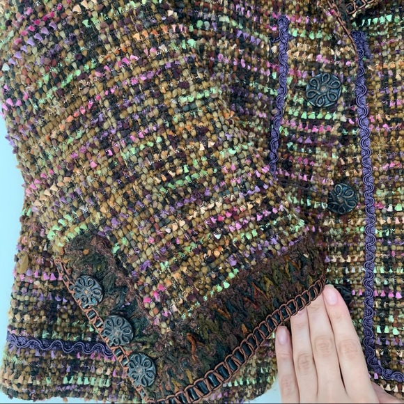 Cynthia Steffe Boucle Wool Mix Tweed Brown Jacket - Picture 3 of 7